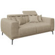 2-SITZER-SOFA  in Webstoff Beige  - Beige/Schwarz, KONVENTIONELL, Textil/Metall (200/80/113cm) - Carryhome