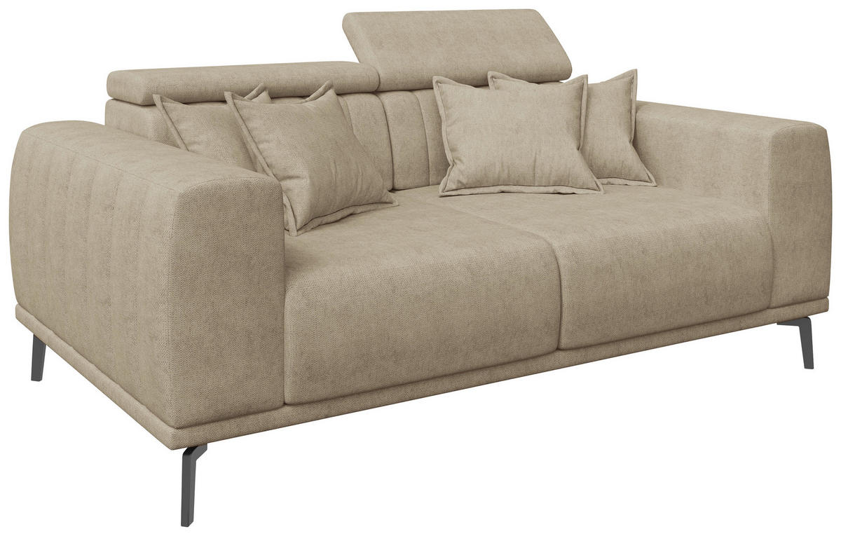 2-SITZER-SOFA Webstoff Beige  - Beige/Schwarz, KONVENTIONELL, Textil/Metall (200/80/110cm) - Carryhome