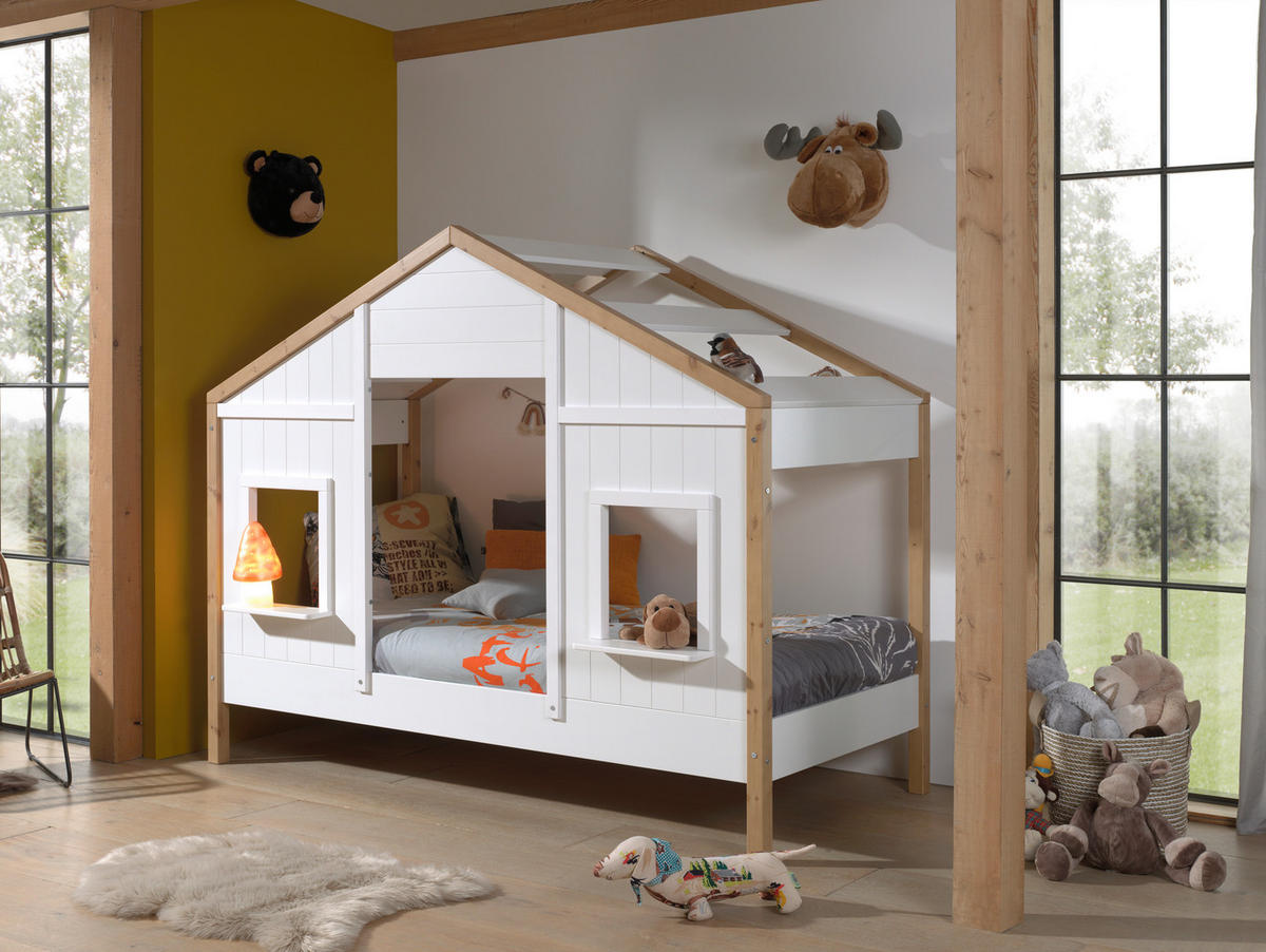 HAUSBETT 90/200 cm  - Eichefarben/Weiß, MODERN, Holz (90/200cm) - MID.YOU