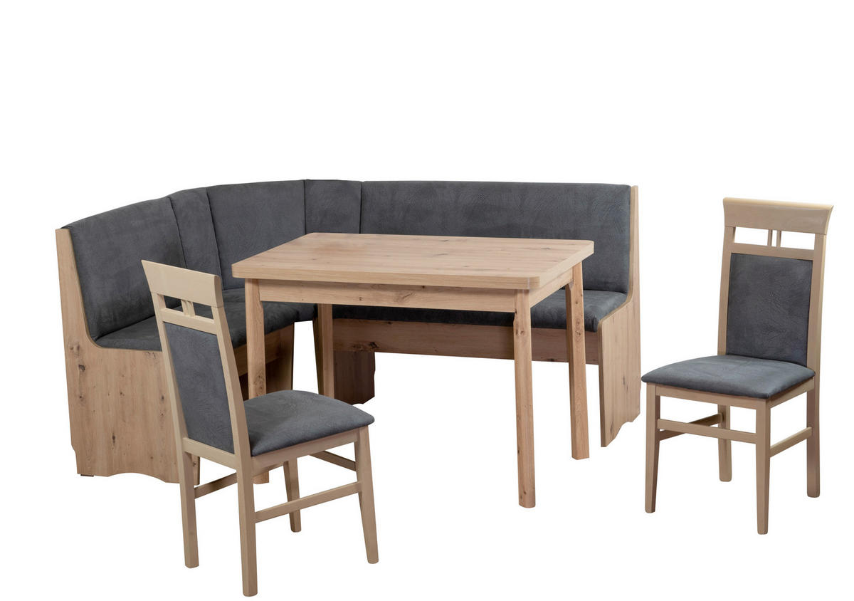 ECKBANKGRUPPE Mikrofaser Grau, Eiche Artisan  - Eiche Artisan/Grau, KONVENTIONELL, Holz/Textil (125/89/165cm) - MID.YOU