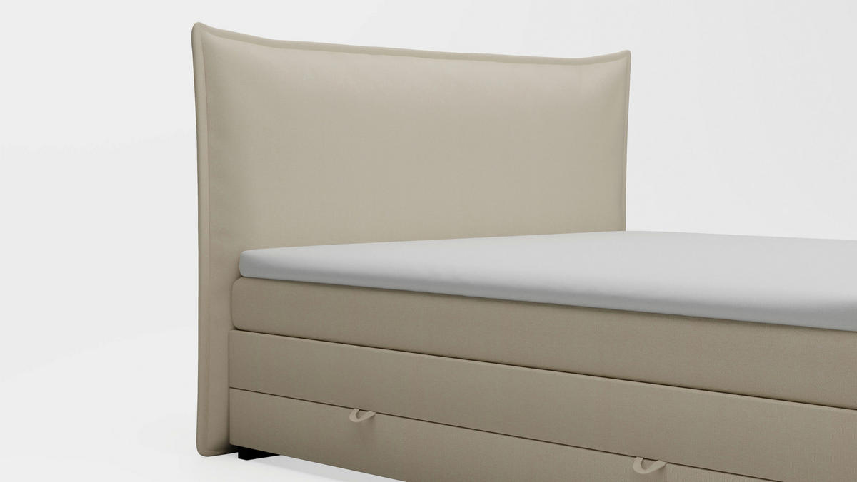 BOXSPRINGBETT 160/200 cm  in Creme  - Creme/Schwarz, MODERN, Textil (160/200cm) - MID.YOU
