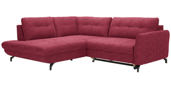 ECKSOFA in Flachgewebe, Leinenoptik Rot  - Rot/Schwarz, Design, Textil/Metall (208/247cm) - Xora