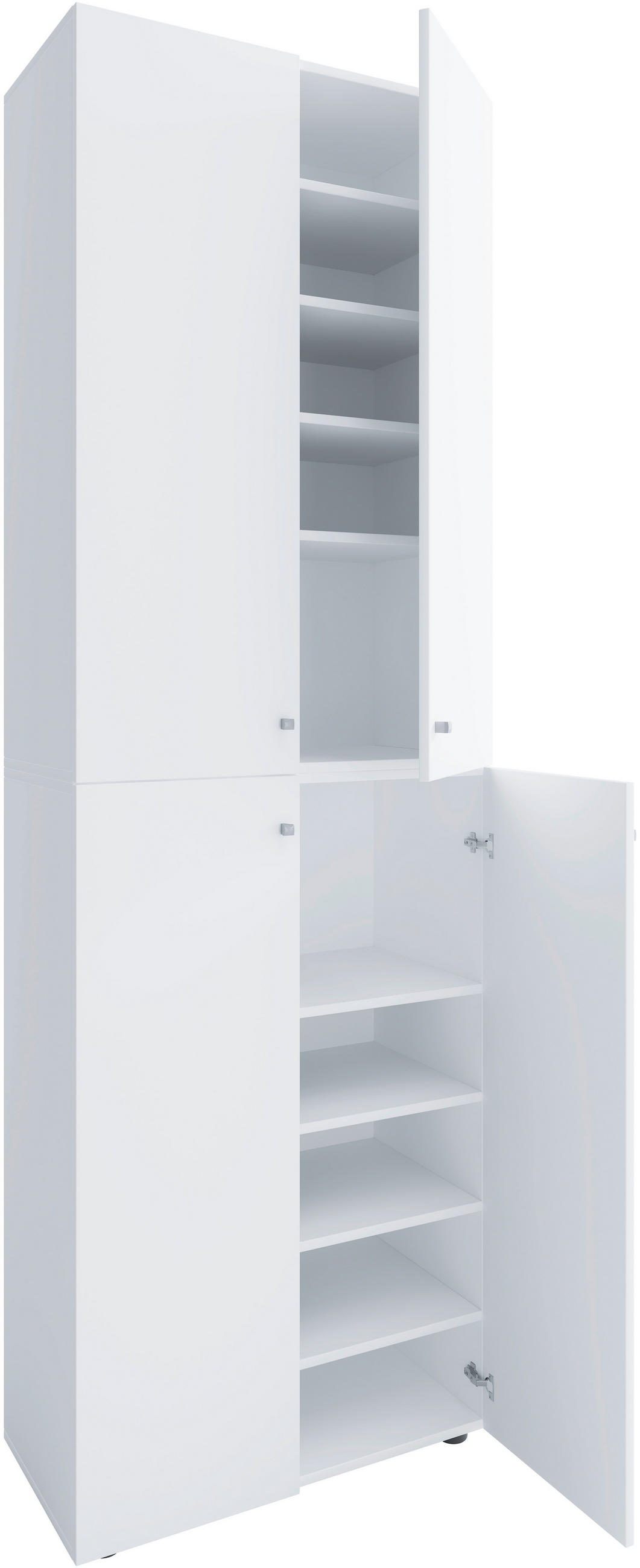 SCHUHSCHRANK Lona  in 70/220/40 cm  - Weiss/Silberfarben, Design, Holzwerkstoff/Kunststoff (70/220/40cm) - MID.YOU