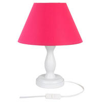 STOLNÍ LAMPA, E14, 18/28 cm  - bílá/pink, Basics, dřevo (18/28cm)