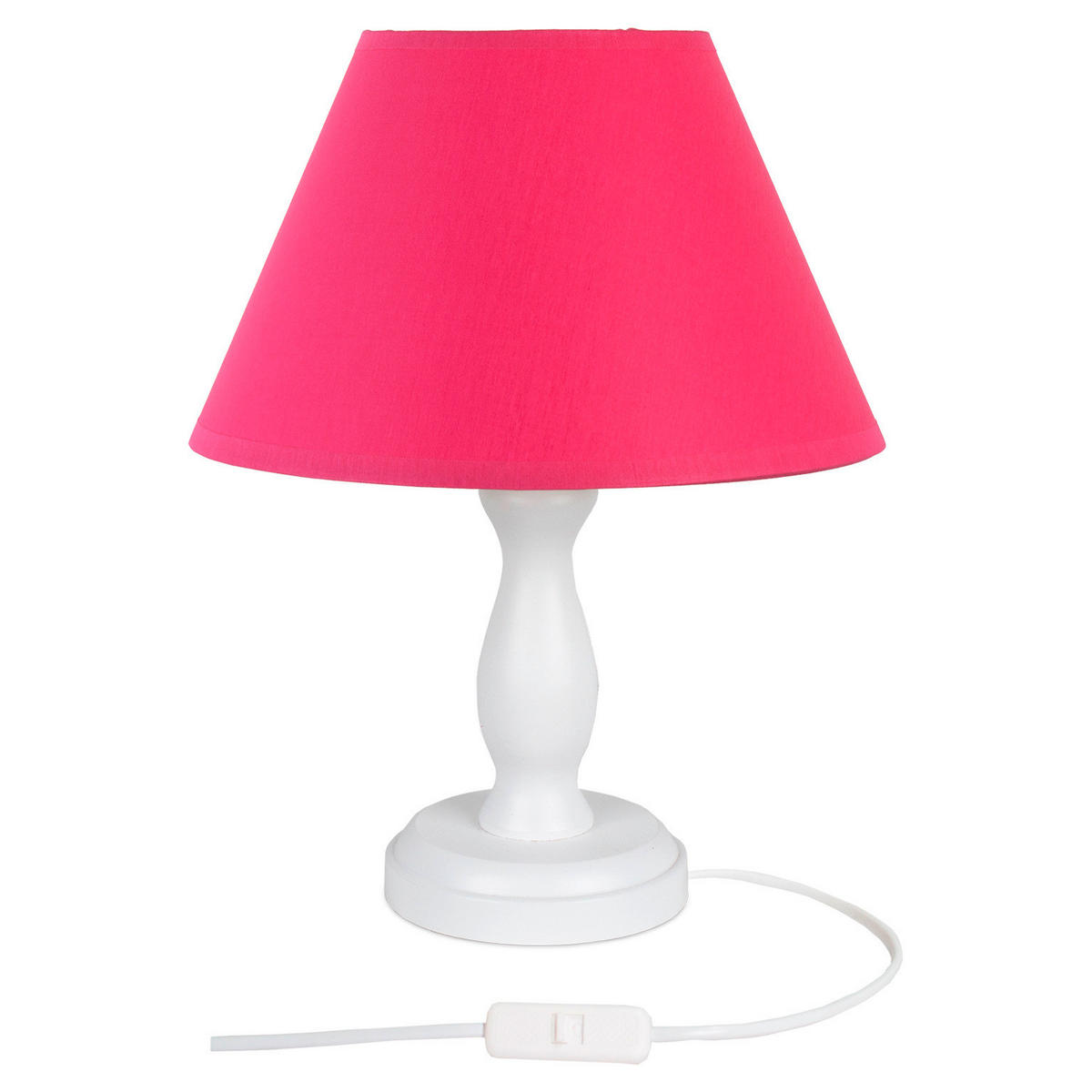 STOLNÍ LAMPA, E14, 18/28 cm  - bílá/pink, Basics, dřevo (18/28cm)