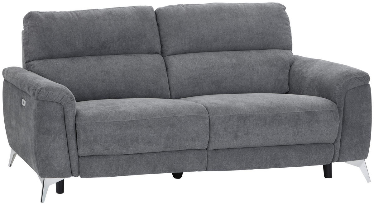 2-SITZER-SOFA Webstoff Grau, Chromfarben  - Chromfarben/Grau, KONVENTIONELL, Textil/Metall (215/97/97cm) - Livetastic