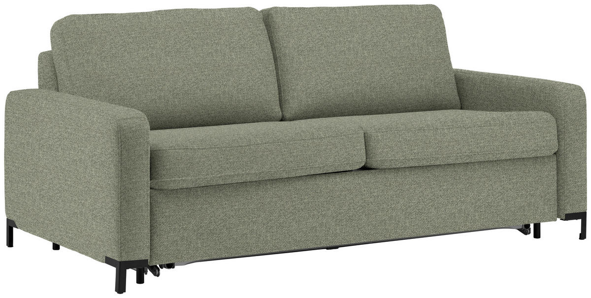 SCHLAFSOFA in Webstoff Grün  - Schwarz/Grün, KONVENTIONELL, Textil/Metall (187/84/97cm) - Welnova