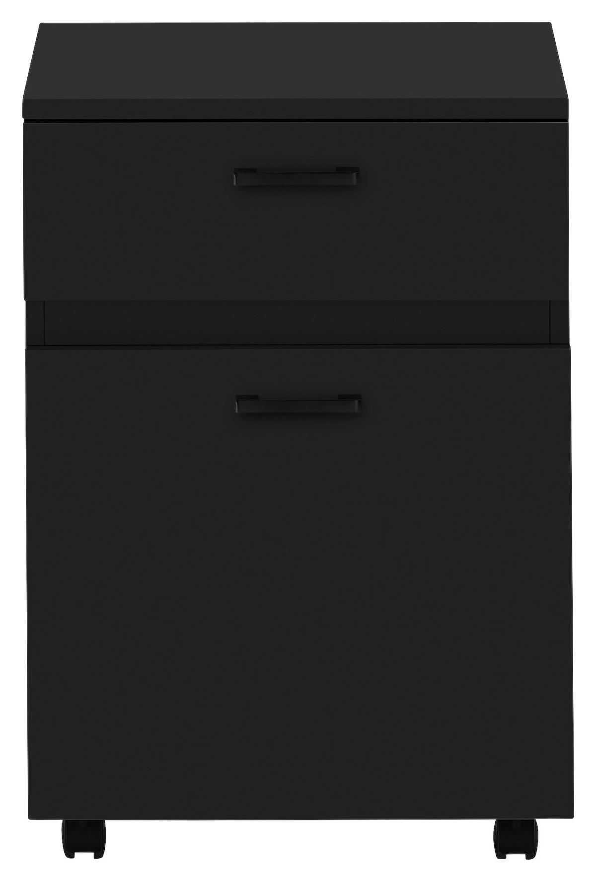 ROLLCONTAINER 45/65/40 cm  - Schwarz, KONVENTIONELL, Holzwerkstoff/Metall (45/65/40cm) - Stylife