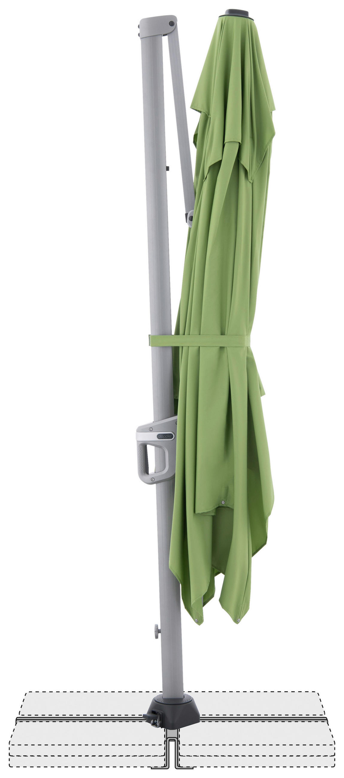 AMPELSCHIRM 350x260 cm Hellgrün  - Silberfarben/Hellgrün, Basics, Textil/Metall (350/260cm) - Doppler
