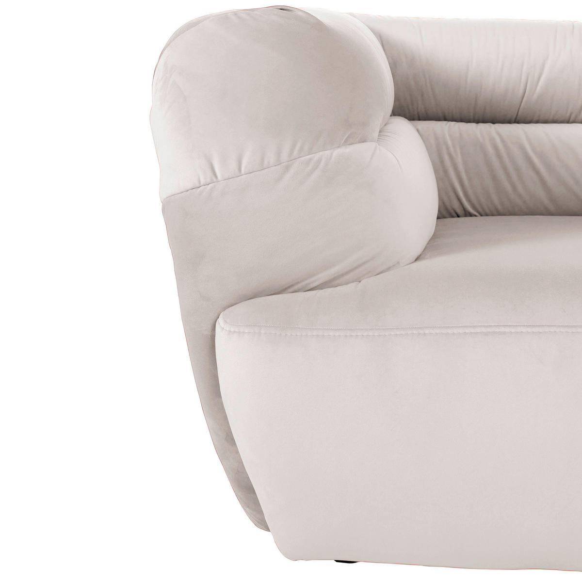 BIGSOFA Samt Creme  - Creme/Schwarz, KONVENTIONELL, Kunststoff/Textil (240/73/100cm) - Carryhome
