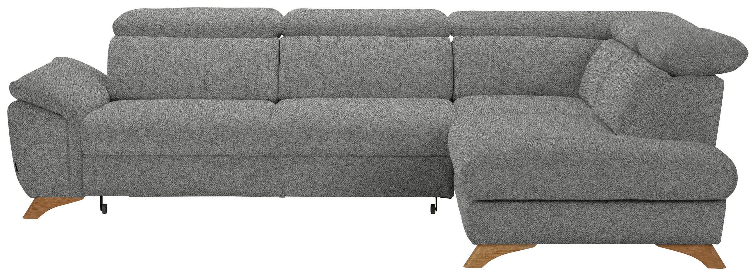 ECKSOFA in Bouclé Hellgrau  - Eichefarben/Hellgrau, Modern, Holz/Textil (287/212cm) - Valnatura