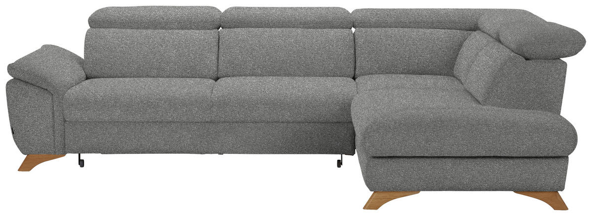 ECKSOFA in Bouclé Hellgrau  - Eichefarben/Hellgrau, Modern, Holz/Textil (287/212cm) - Valnatura