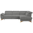 ECKSOFA in Bouclé Hellgrau  - Eichefarben/Hellgrau, MODERN, Holz/Textil (287/212cm) - Valnatura