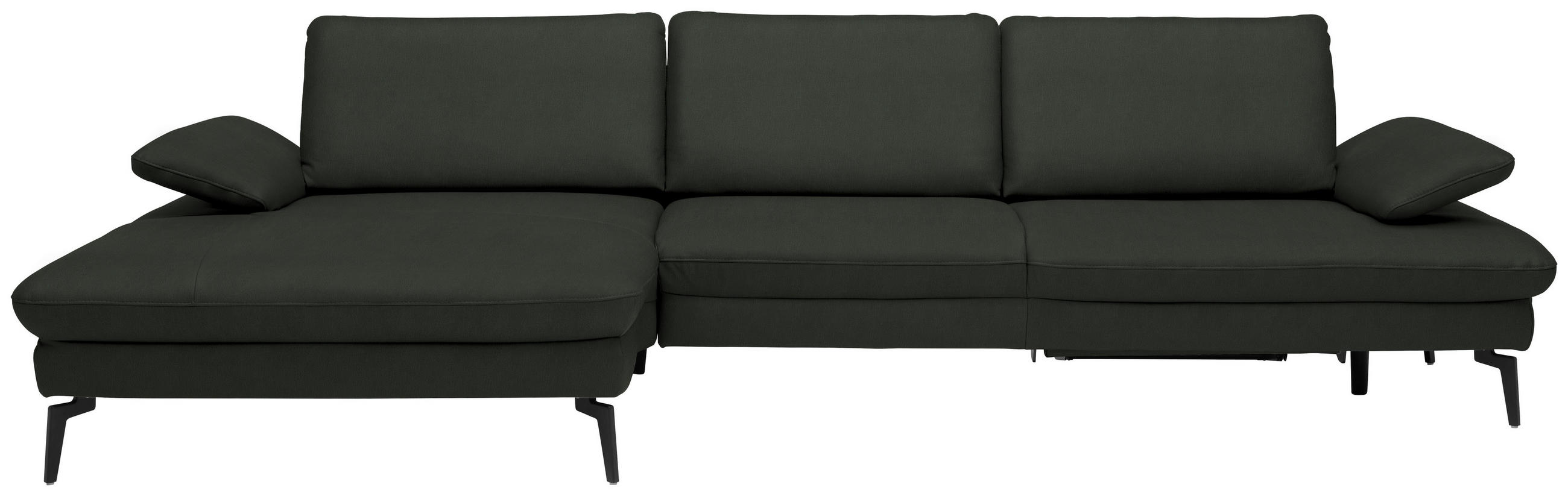 ECKSOFA in Echtleder Dunkelgrün  157/325 cm  - Dunkelgrün/Schwarz, Design, Leder/Metall (157/325cm) - Dieter Knoll
