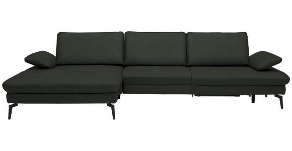 ECKSOFA in Echtleder Dunkelgrün 157/325 cm - Dunkelgrün/Schwarz, Design, Leder/Metall (157/325cm) - Dieter Knoll