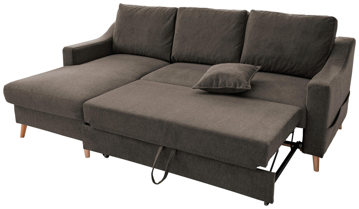 ECKSOFA in Struktur Braun  - Naturfarben/Braun, Konventionell, Holz/Textil (150/228cm) - P & B