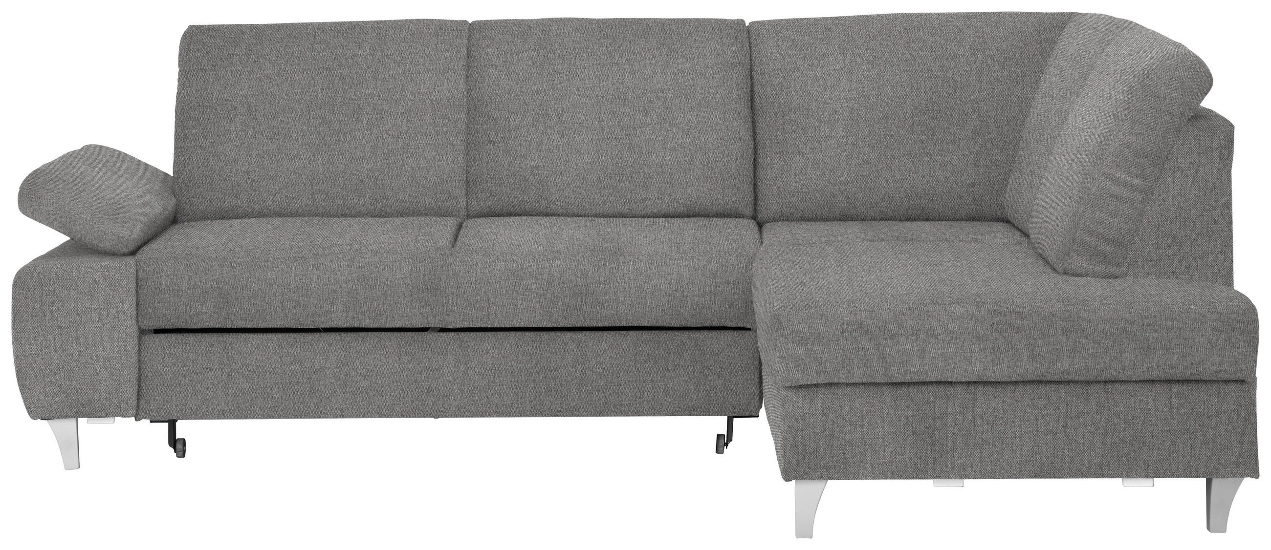 ECKSOFA in Flachgewebe Grau  - Silberfarben/Grau, Konventionell, Holz/Textil (255/186cm) - Cantus
