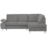 ECKSOFA in Flachgewebe Grau  255/186 cm  - Silberfarben/Grau, KONVENTIONELL, Holz/Textil (255/186cm) - Cantus