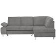 ECKSOFA in Flachgewebe Grau  - Silberfarben/Grau, KONVENTIONELL, Holz/Textil (255/186cm) - Cantus