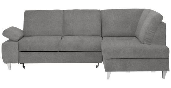 ECKSOFA in Flachgewebe Grau  - Silberfarben/Grau, KONVENTIONELL, Holz/Textil (255/186cm) - Cantus