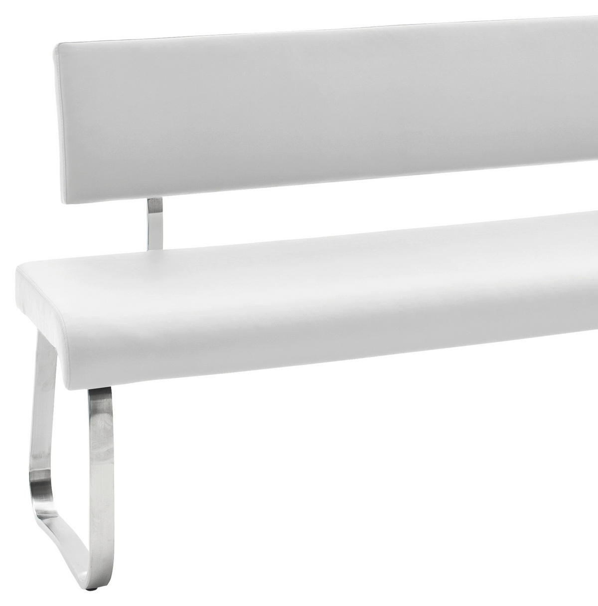 ROHOVÁ LAVICA, biela, farba ušľachtilej ocele - biela/farba ušľachtilej ocele, Design, kov/koža (200/150cm) - Livetastic