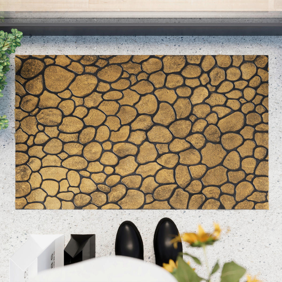 FUßMATTE 40/60 cm Desert Pebble  - Goldfarben/Braun, KONVENTIONELL, Kunststoff (40/60cm) - WECON HOME