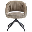 ARMLEHNSTUHL  Sitzfläche 360° drehbar, automatische Rückholfunktion Webstoff Echtleder  - Beige/Schwarz, Design, Leder/Textil (61/81/66cm) - Dieter Knoll