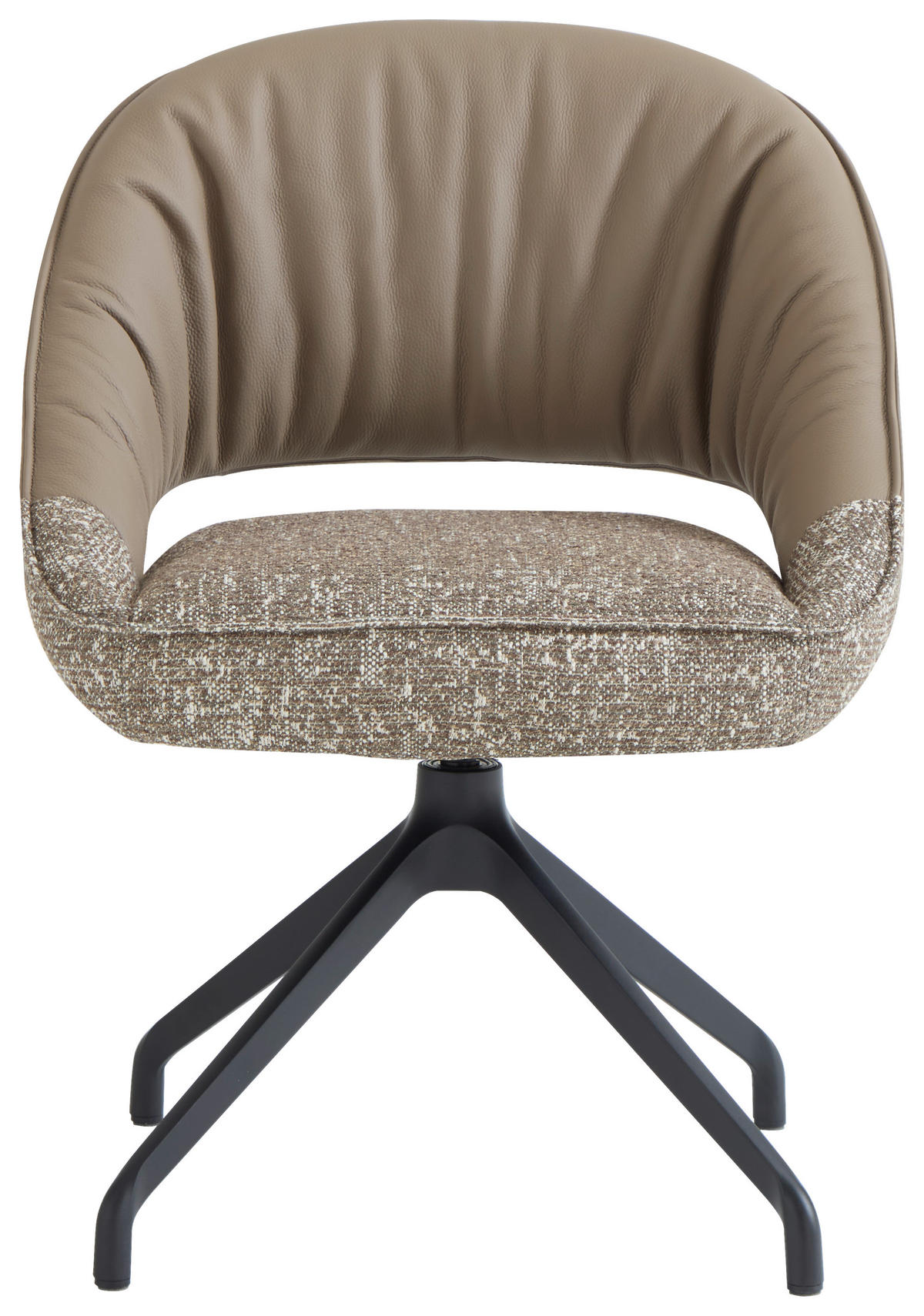 ARMLEHNSTUHL  Sitzfläche 360° drehbar, automatische Rückholfunktion Webstoff Echtleder  - Beige/Schwarz, Design, Leder/Textil (61/81/66cm) - Dieter Knoll
