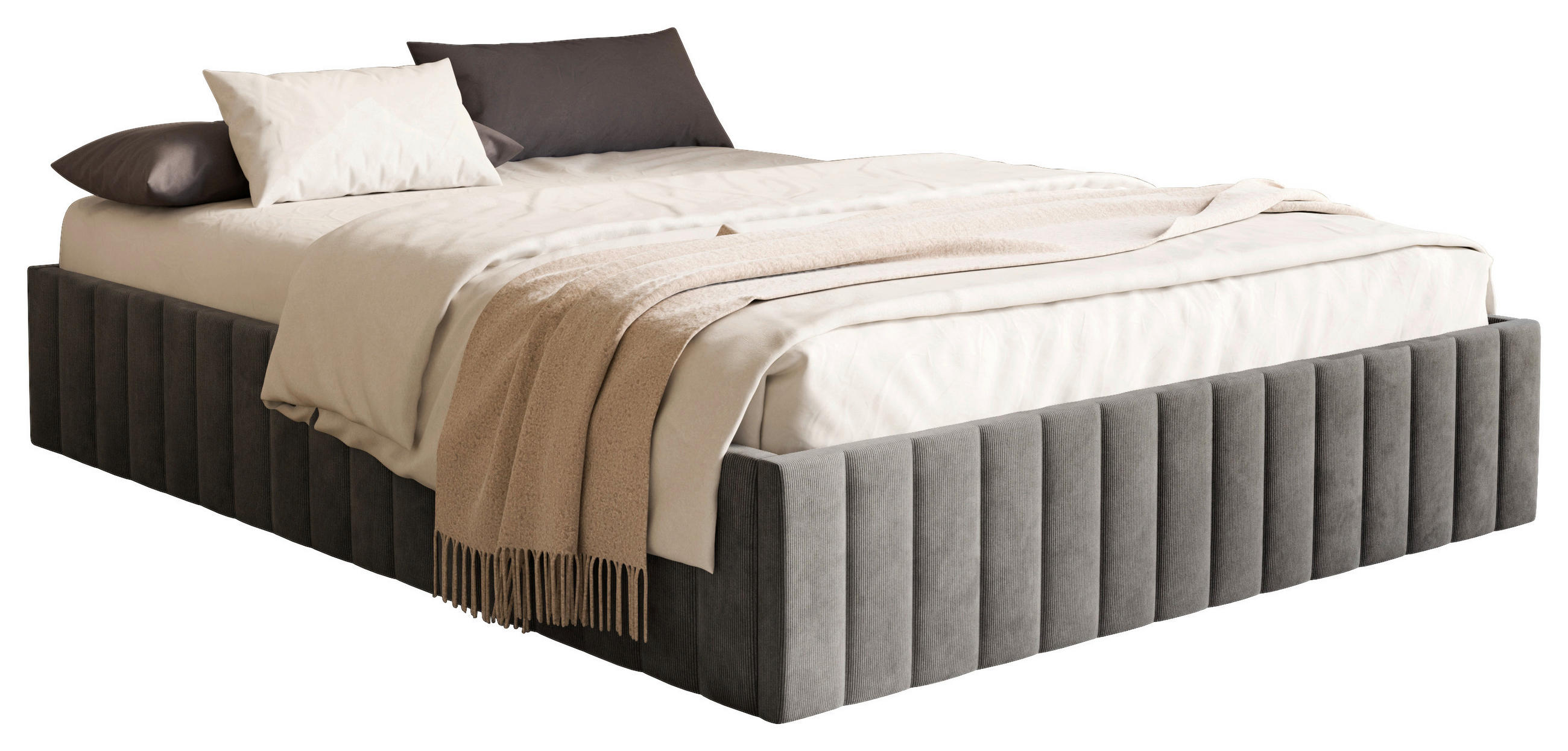 POLSTERBETT Bettkasten, Lattenrost 120/200 cm  in Anthrazit  - Anthrazit/Schwarz, Design, Holz/Textil (120/200cm) - Boxxx