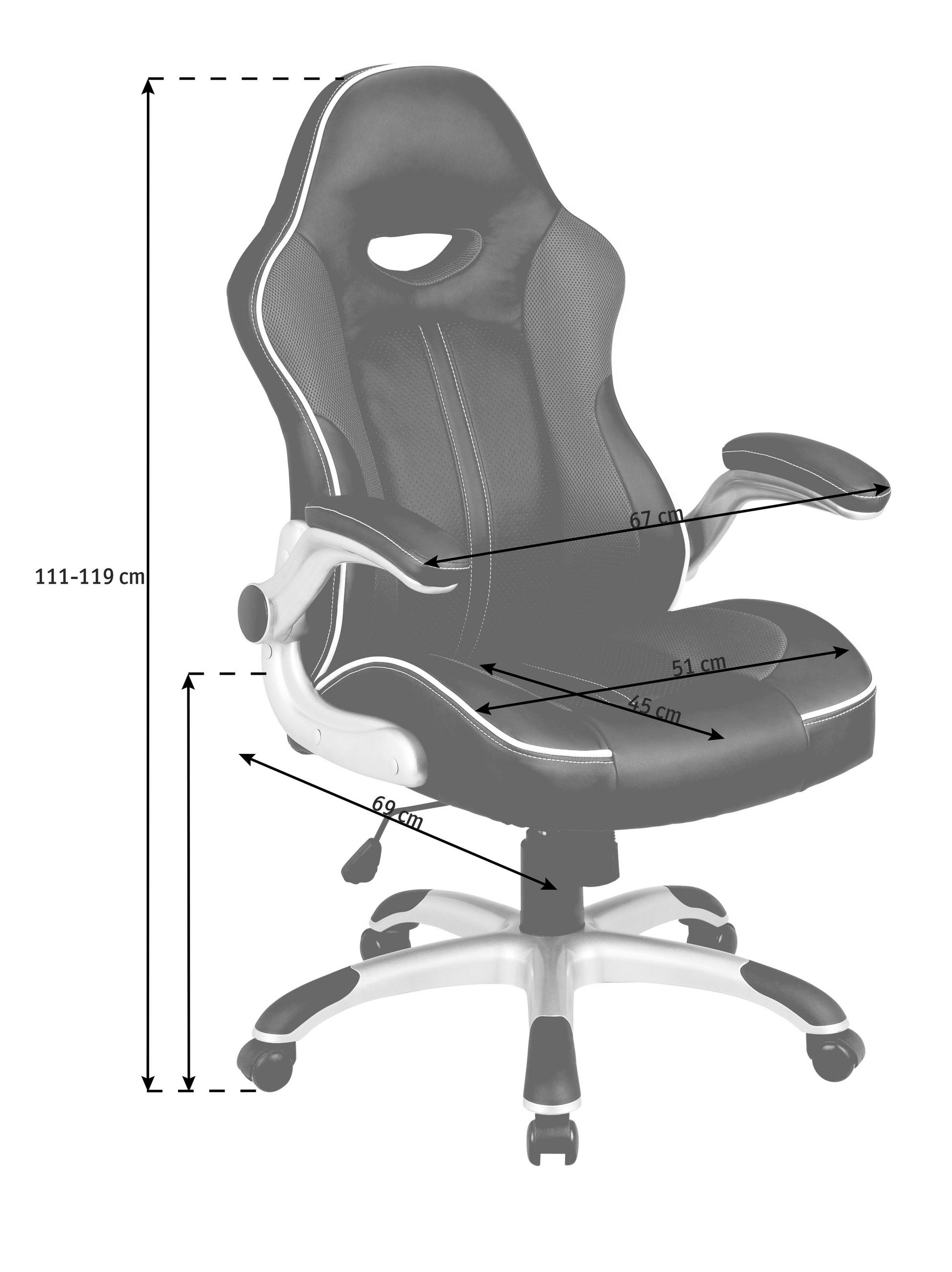 DIREKTORSKA STOLICA siva, crna - siva/bela, Dizajnerski, tekstil/plastika (67/111-119/69cm) - Xora