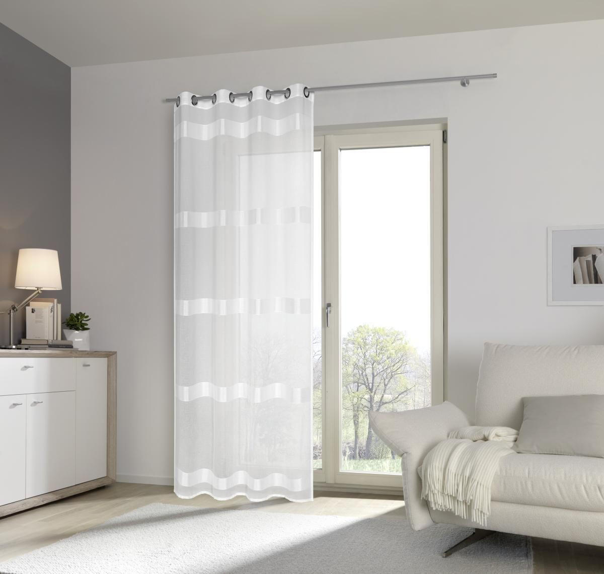 ZÁVĚS S OČKY, poloprůhledné, 140/245 cm - bílá, Basics, textil (140/245cm) - Esposa