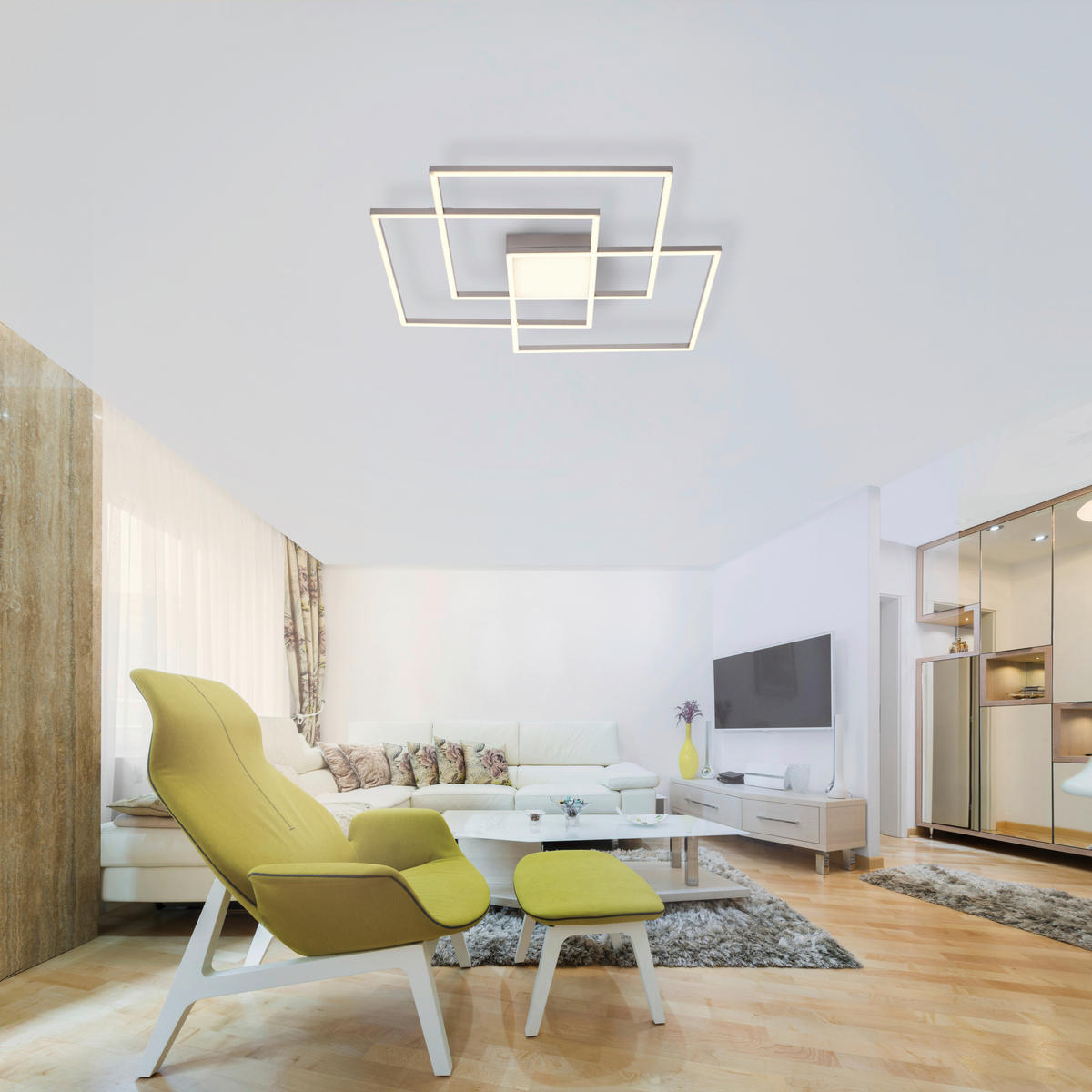 LED-DECKENLEUCHTE Asmin 75/75/6 cm   - Silberfarben, Design, Kunststoff/Metall (75/75/6cm)