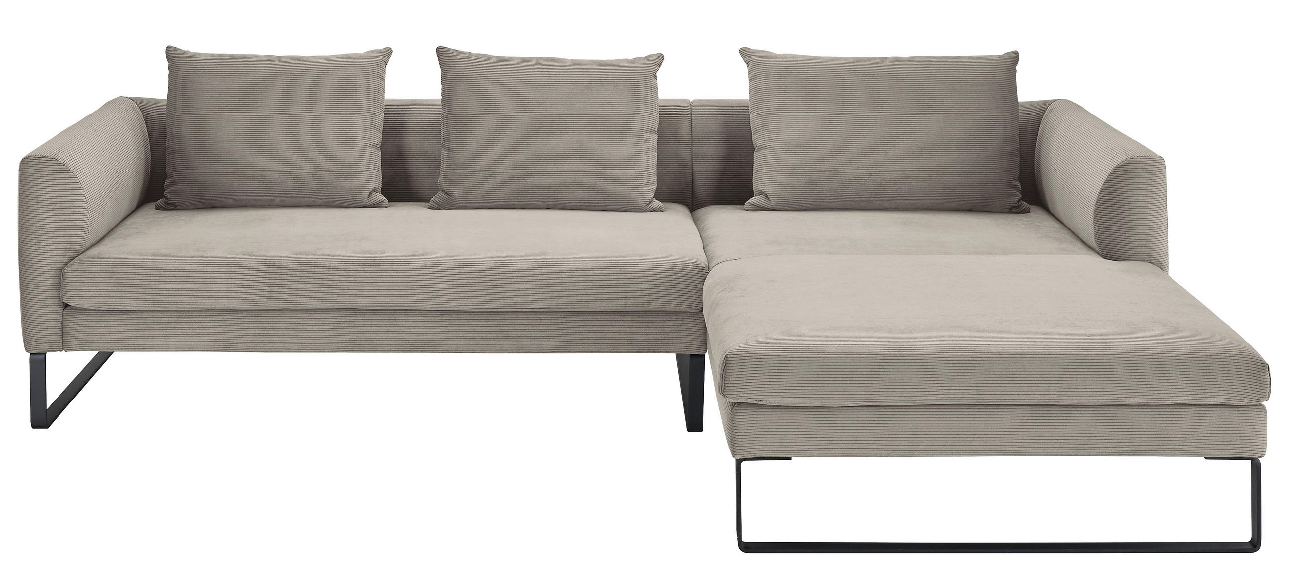 ECKSOFA Sandfarben Feincord  - Sandfarben/Schwarz, KONVENTIONELL, Textil/Metall (284/178cm) - Hom`in