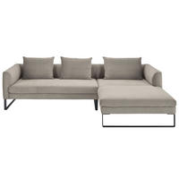 ECKSOFA in Feincord Sandfarben  284/178 cm  - Sandfarben/Schwarz, KONVENTIONELL, Textil/Metall (284/178cm) - Hom`in