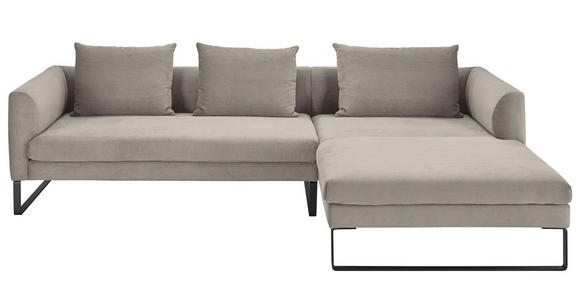 ECKSOFA  in Feincord Sandfarben  284/178 cm  - Sandfarben/Schwarz, KONVENTIONELL, Textil/Metall (284/178cm) - Hom`in
