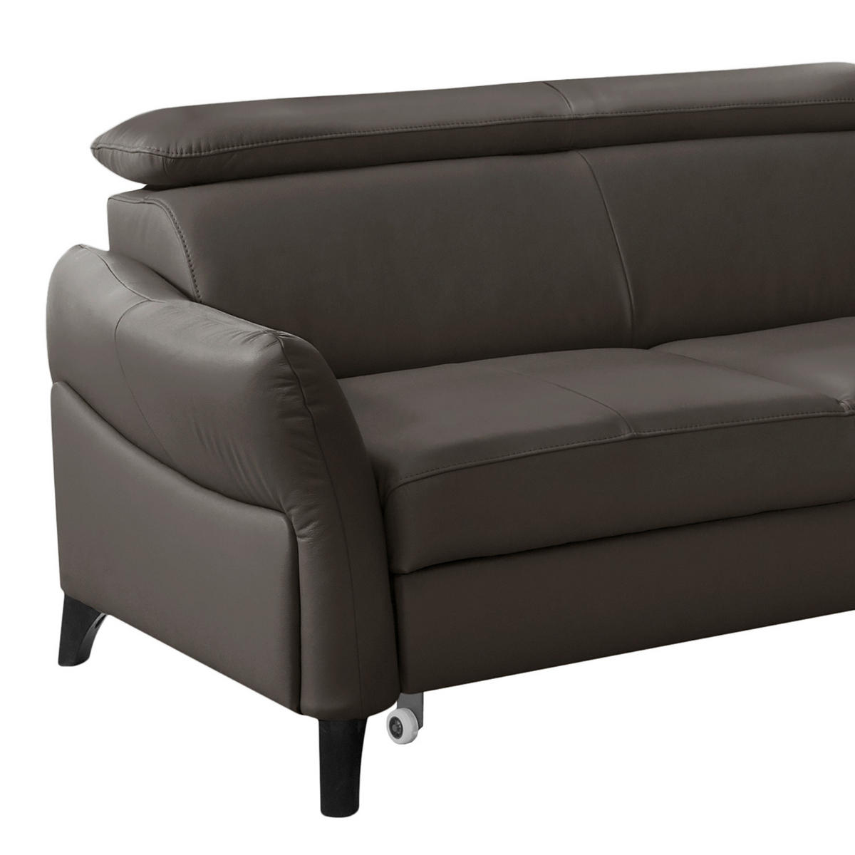 ECKSOFA Dunkelbraun Echtleder Lederlook  - Dunkelbraun/Schwarz, Design, Leder/Holz (244/199cm) - Livetastic