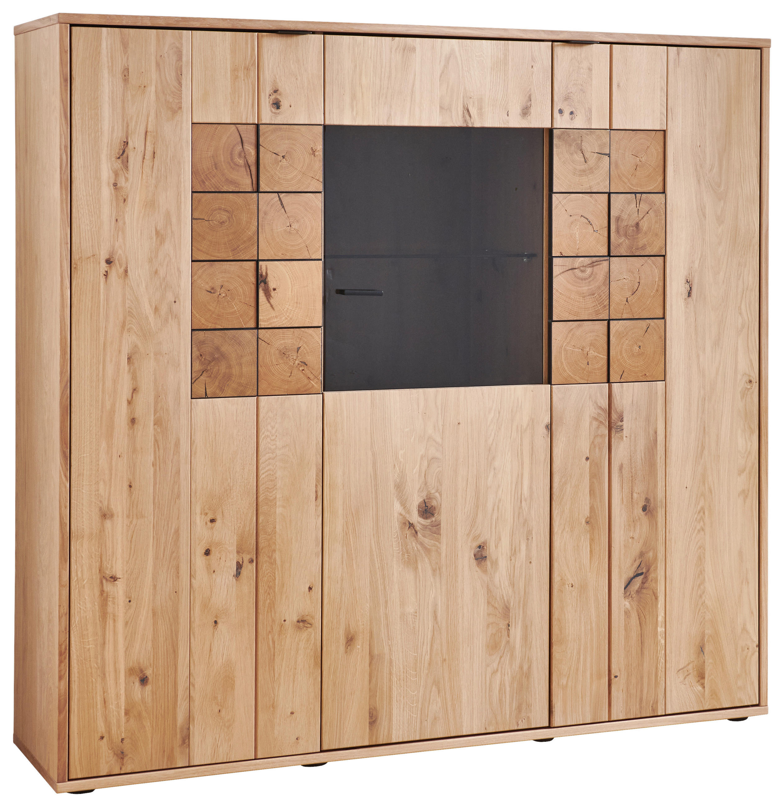 HIGHBOARD  in 139,1/133,7/37,4 cm  - Alteiche/Anthrazit, KONVENTIONELL, Glas/Holz (139,1/133,7/37,4cm) - Linea Natura