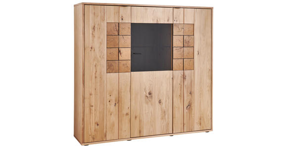 HIGHBOARD 139,1/133,7/37,4 cm  - Alteiche/Anthrazit, KONVENTIONELL, Glas/Holz (139,1/133,7/37,4cm) - Linea Natura