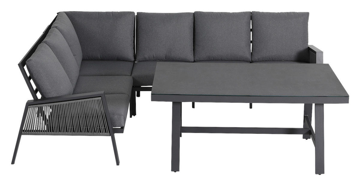 LOUNGEGARNITUR 219/279 cm Aluminium  - Anthrazit/Grau, Design, Glas/Textil (219/279cm) - Amatio