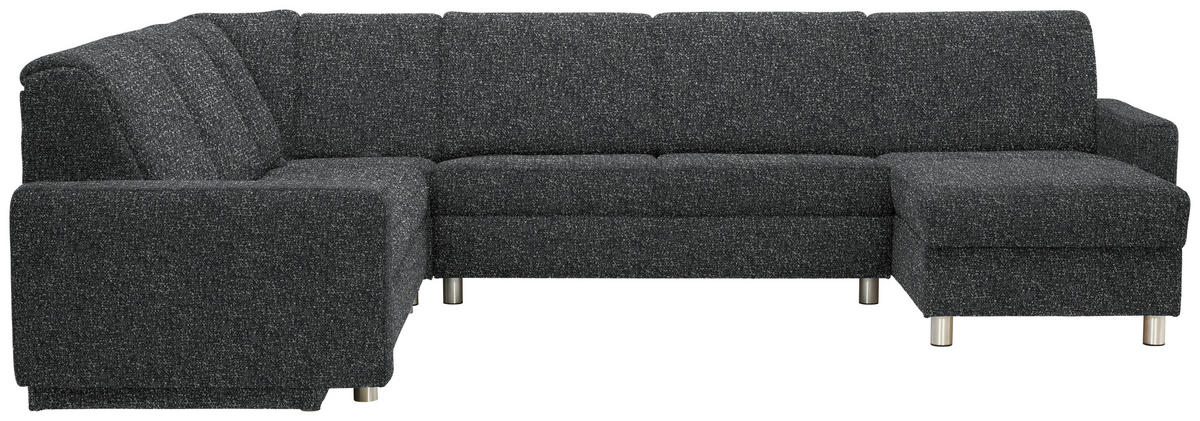 WOHNLANDSCHAFT  in Mikrovelours Anthrazit  - Anthrazit/Alufarben, KONVENTIONELL, Kunststoff/Textil (236/322/158cm) - Sedda