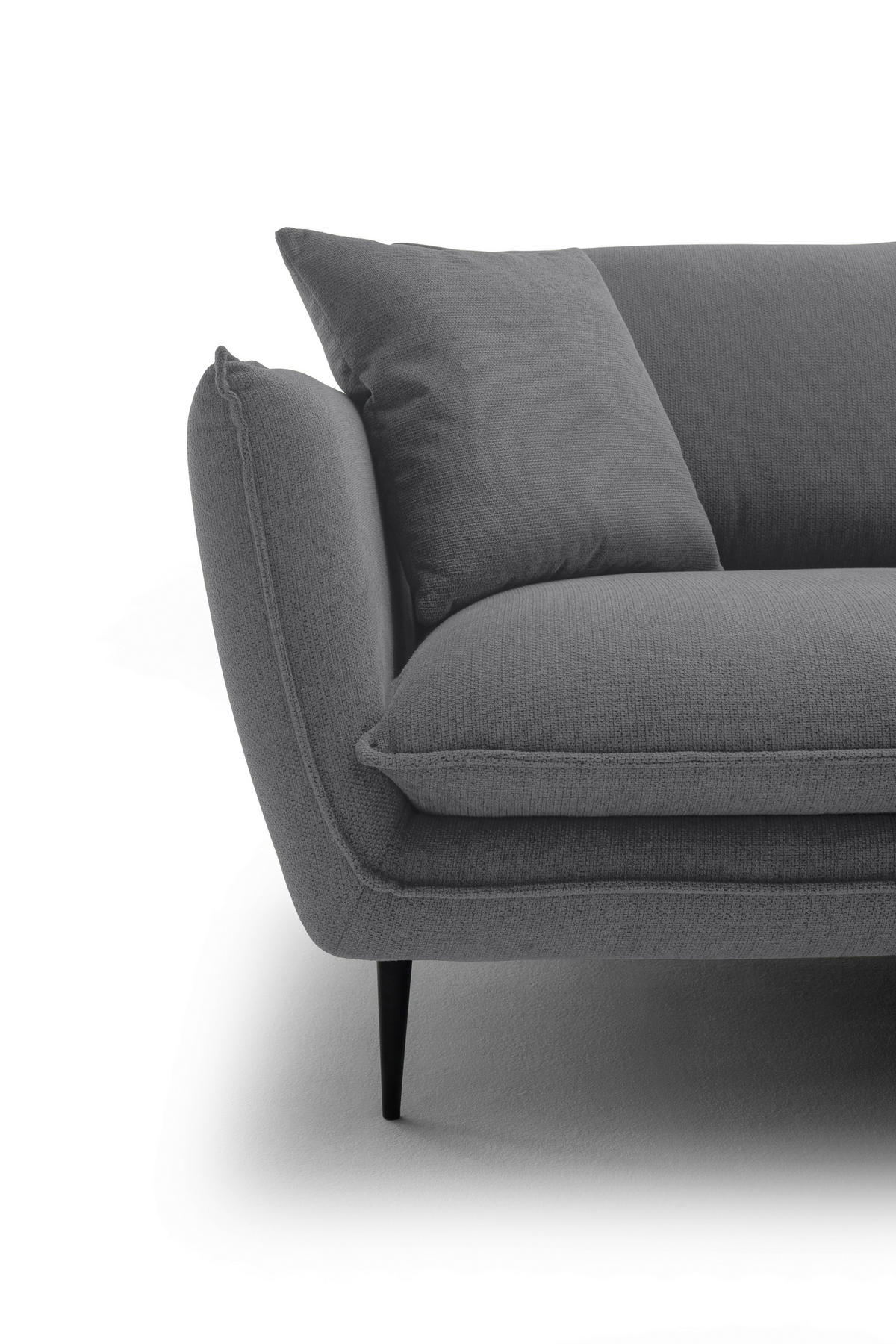 ECKSOFA Dunkelgrau Webstoff  - Dunkelgrau/Schwarz, KONVENTIONELL, Textil/Metall (304/196cm) - Hom`in