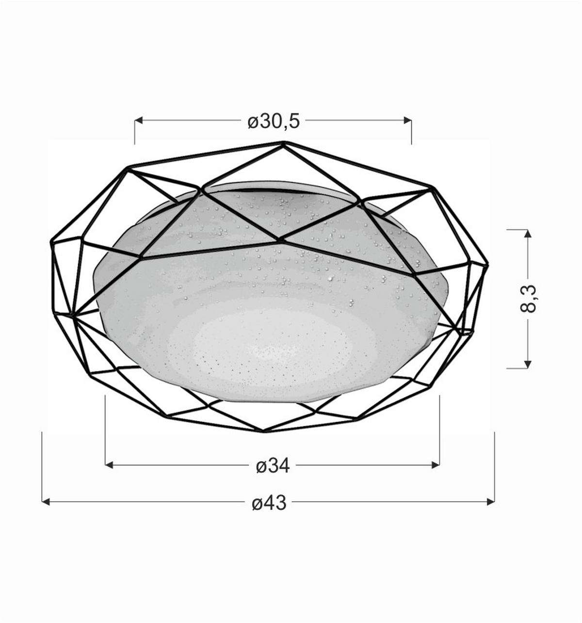 LED-DECKENLEUCHTE 43/43/8.3 cm   - Schwarz, Basics, Metall (43/43/8.3cm)