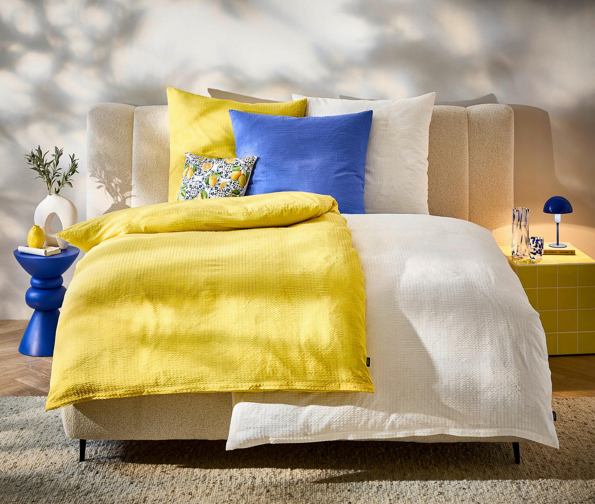 BETTWÄSCHE Seersucker 155/200 cm  - Gelb, Textil (155/200cm) - Novel