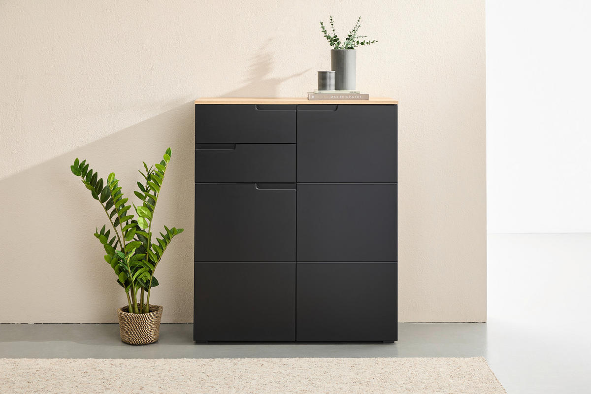 KOMMODE Swim, 100/119/40 cm, 2 Schublade(n)  - Eichefarben/Schwarz, Design, Holzwerkstoff/Kunststoff (100/119/40cm) - MID.YOU