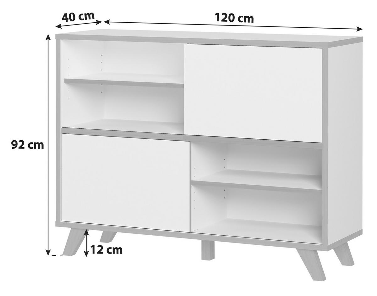 AKTENREGAL Weiß, Eichefarben  - Eichefarben/Weiß, KONVENTIONELL, Holz/Holzwerkstoff (120/92/40cm) - Germania