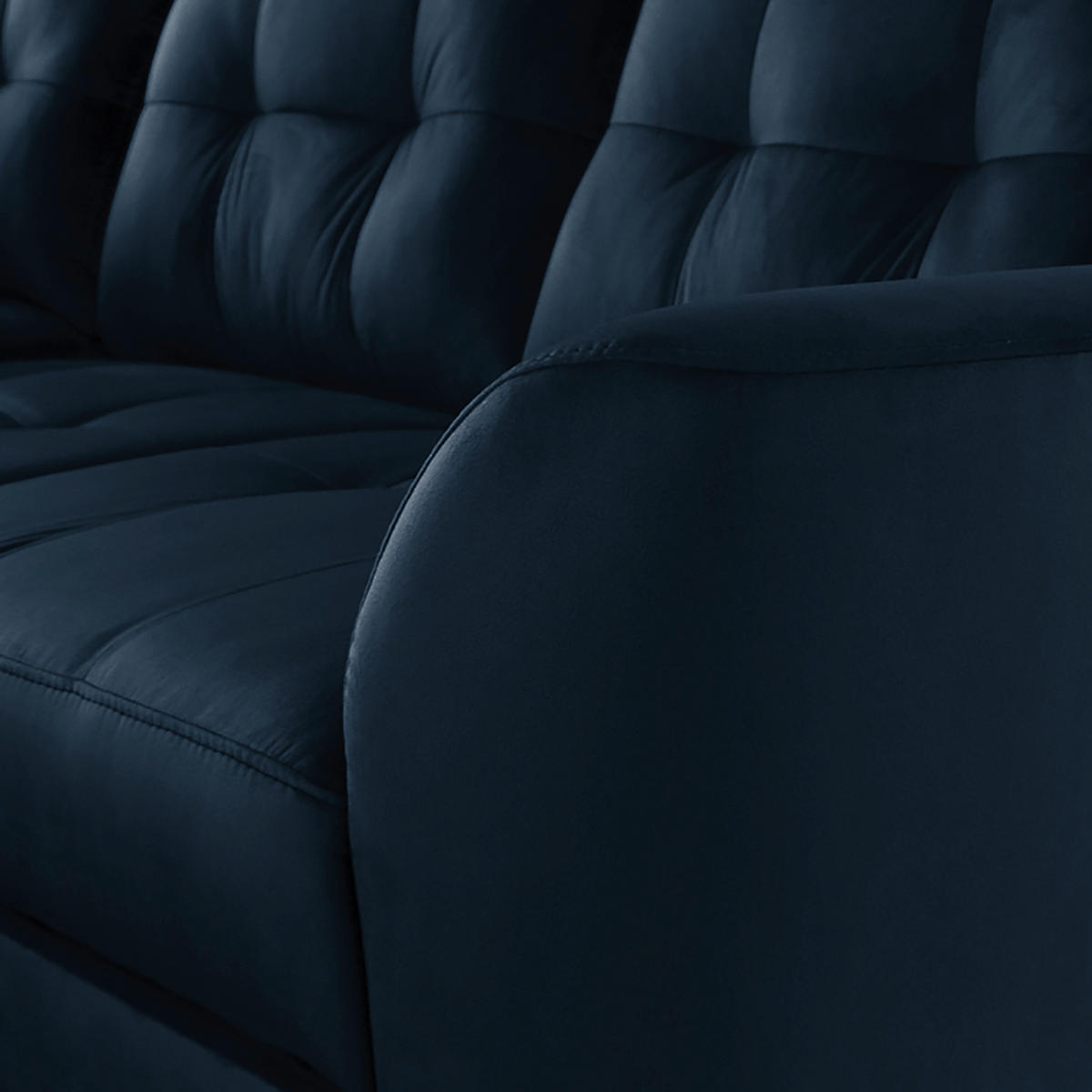 ECKSOFA Dunkelblau Samt  - Buchefarben/Dunkelblau, Design, Holz/Textil (190/236cm) - Livetastic