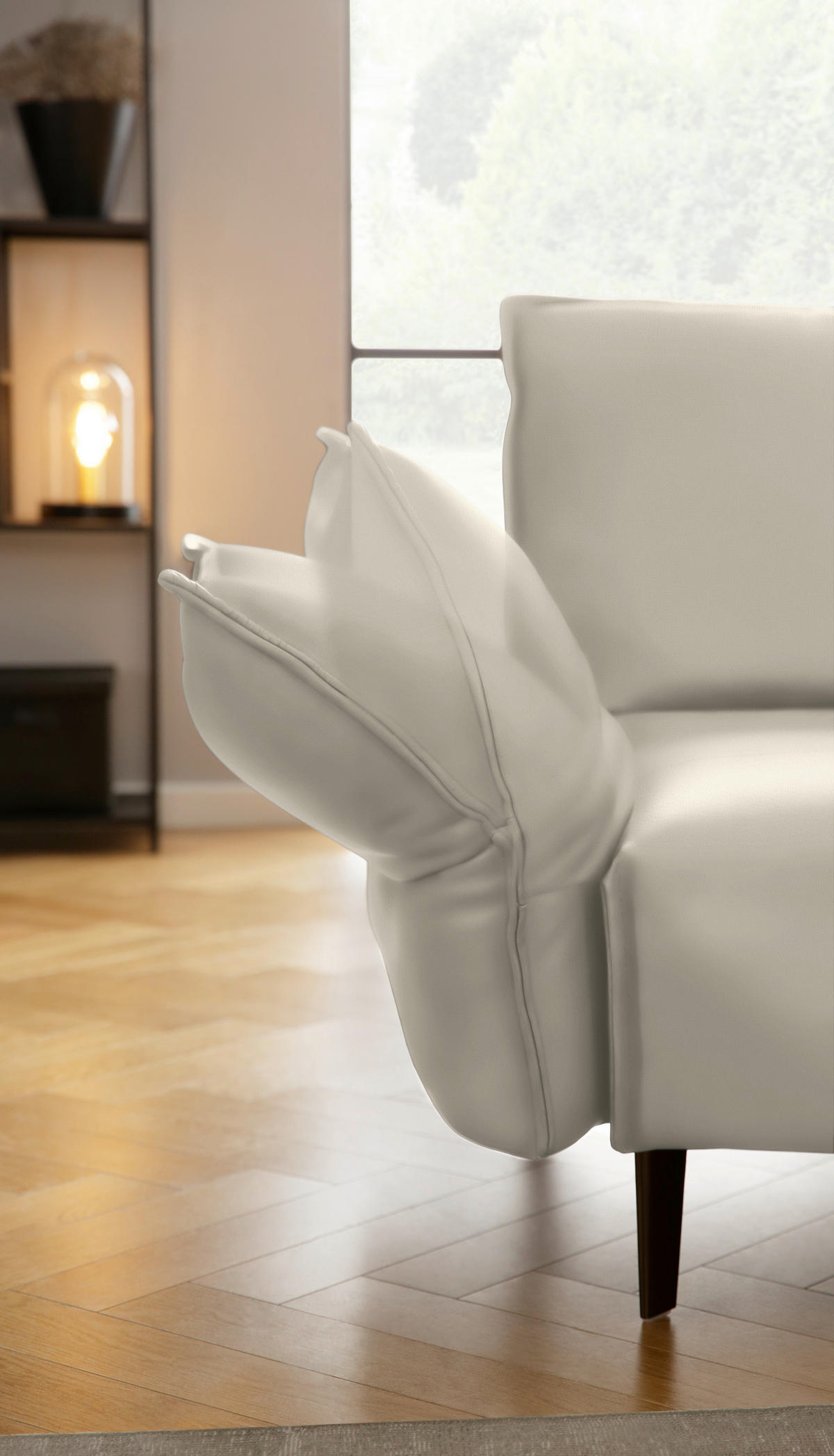 ECKSOFA in Echtleder Hellgrau  - Hellgrau/Schwarz, Design, Leder/Metall (340/272cm) - W.Schillig