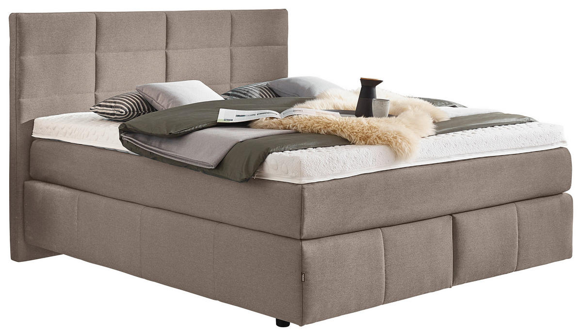 BOXSPRINGBETT 180/200 cm  in Hellgrau  - Hellgrau/Schwarz, KONVENTIONELL, Kunststoff/Textil (180/200cm) - Dieter Knoll
