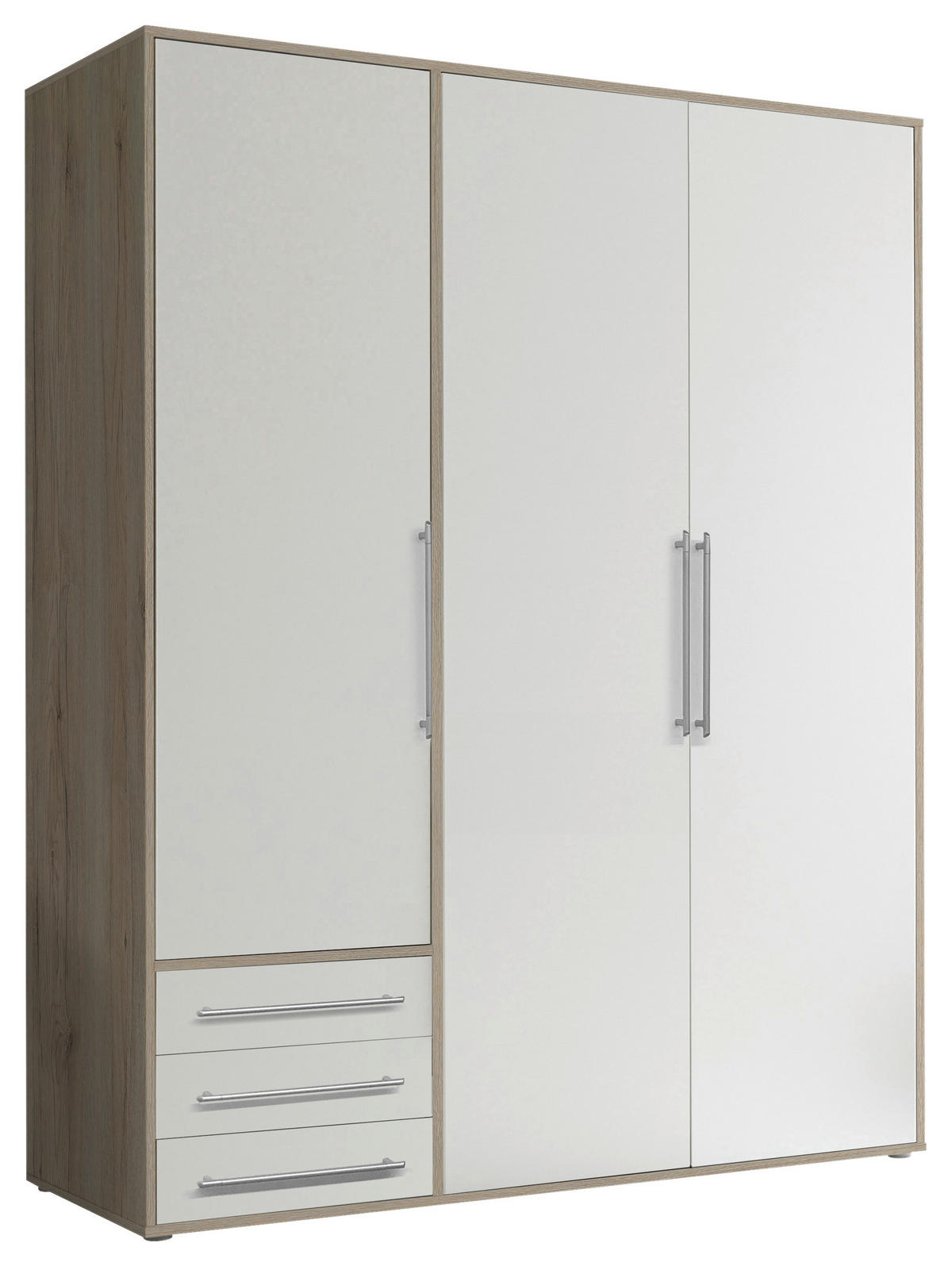 OMARA S KLASIČNIMI VRATI, bela, hrast san remo  - srebrne barve/bela, Moderno, umetna masa/leseni material (155/194/58cm) - Livetastic