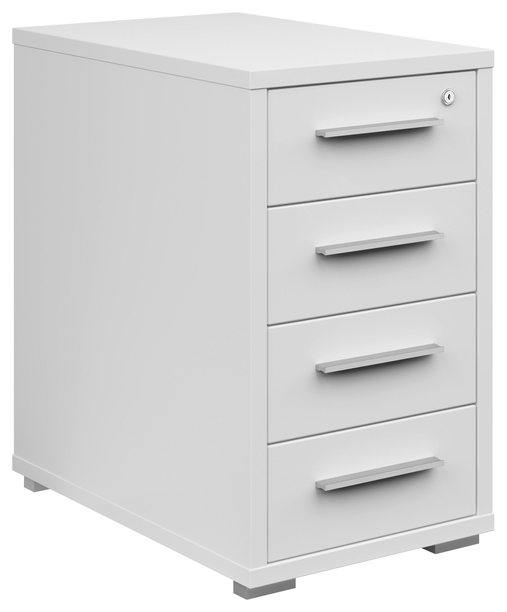 ANSTELLCONTAINER Weiß  - Silberfarben/Weiß, KONVENTIONELL, Holzwerkstoff/Kunststoff (43,8/75,5/80cm) - Voleo